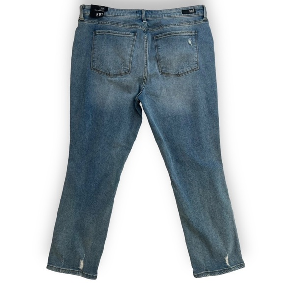 Kut From the Kloth Reese High Rise Fab AB Distressed Straight Ankle Jeans 18 - Picture 6 of 11